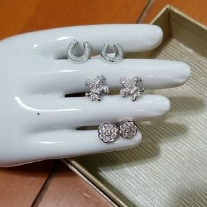 JTV Set of 3 sterling silver stud earrings